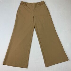 New York Company Pants Womens 6 Brown Faux Leather Waist Band Dress Slacks‎